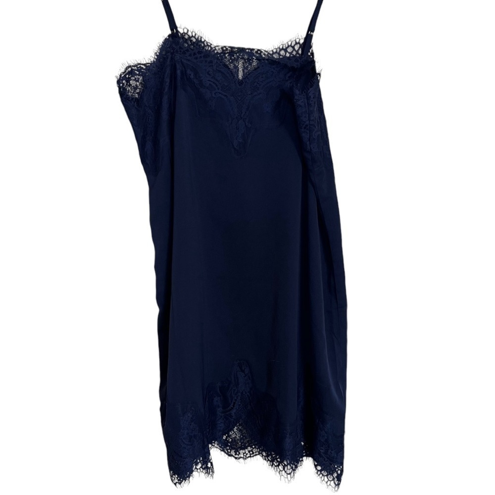 NWT Storia Satin Lace Slip Dress Size Medium in Navy - Picture 2 of 9